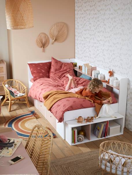 Kinderbed met opbergruimte BASEO nude+wit+Wit / lichtgrijs - vertbaudet enfant 