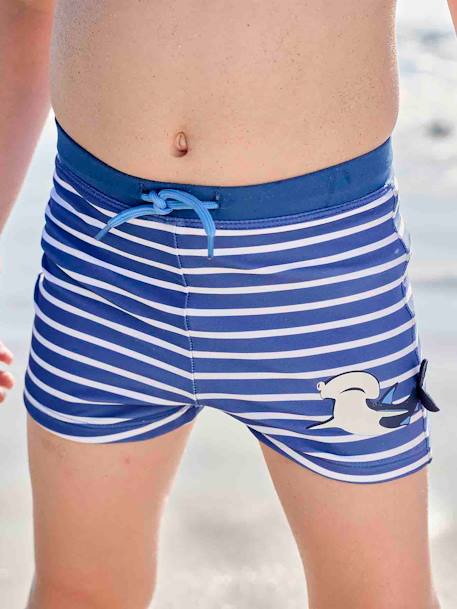 Zwemshort haai voor jongens blauw, gestreept - vertbaudet enfant 