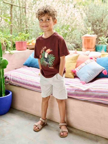 Jongensshirt met toekanmotief bordeauxrood - vertbaudet enfant 