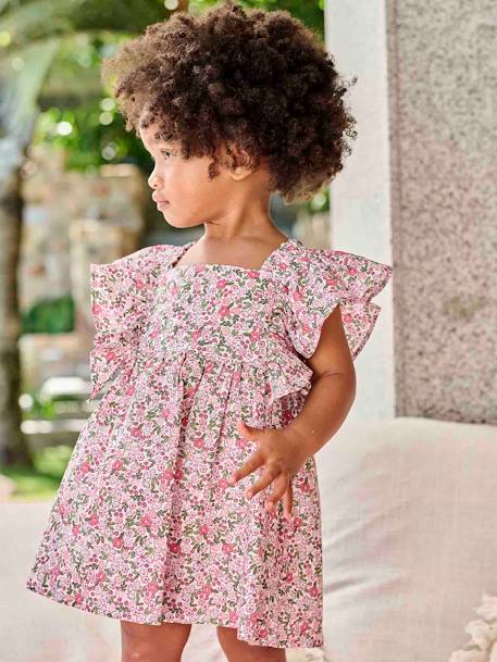 Babyjurk met ruches roze, bedrukt+roze, geruit - vertbaudet enfant 