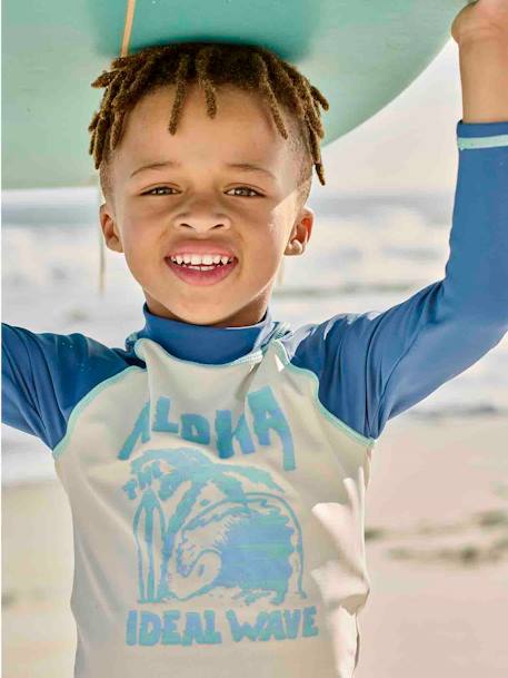 UV-bestendige zwemset met zwemshirt + boxershort voor jongens blauw - vertbaudet enfant 