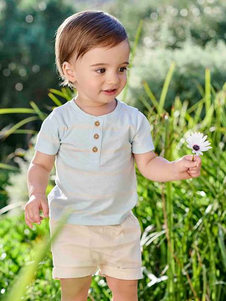 Babyset met T-shirt en short hemelsblauw - vertbaudet enfant 