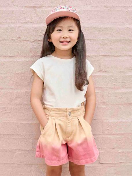 Meisjesshorts met dip dye-effect van canvas perzik - vertbaudet enfant 