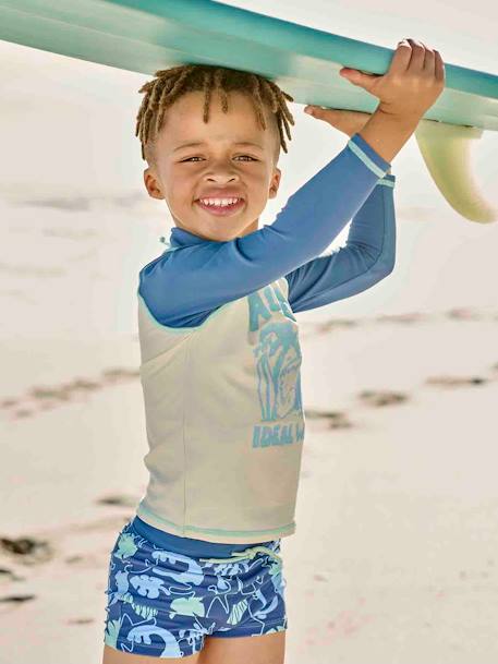 UV-bestendige zwemset met zwemshirt + boxershort voor jongens blauw - vertbaudet enfant 