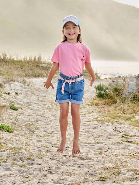 Effen Basics meisjesshirt met korte mouwen amandelgroen+snoepjesroze+turquoiseblauw - vertbaudet enfant 