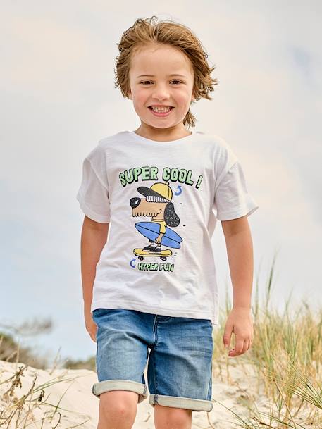 Jongensshirt met leuk dierenmotief azuurblauw+turquoiseblauw+wit - vertbaudet enfant 
