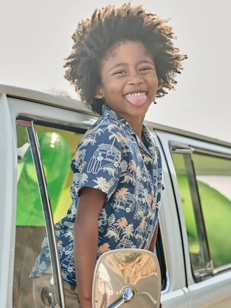 Jongenshemd met surfmotief blauw, bedrukt - vertbaudet enfant 