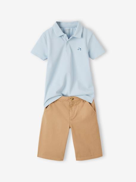 Jongensoutfit met poloshirt en korte broek hemelsblauw - vertbaudet enfant 