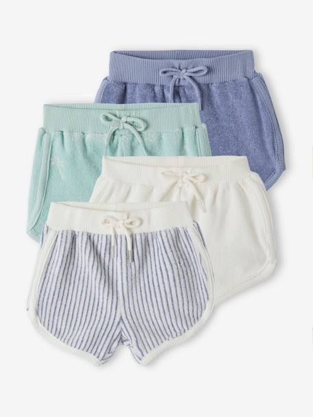 Set van 4 badstoffen shorts baby's chambrayblauw - vertbaudet enfant 