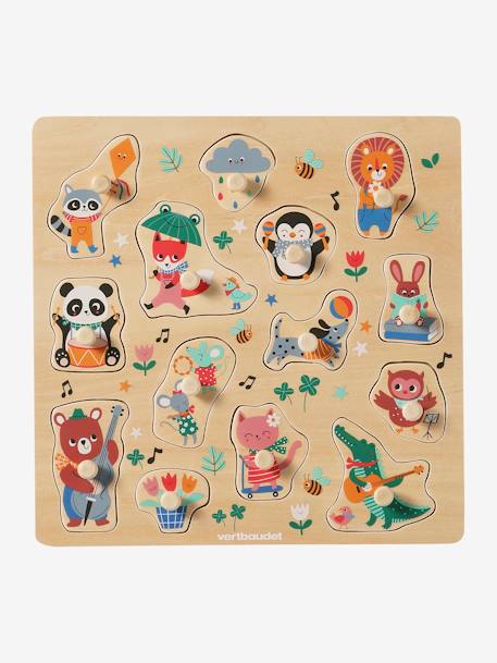 Knopenpuzzel Les animaux joyeux FSC 100% hout - vertbaudet enfant 