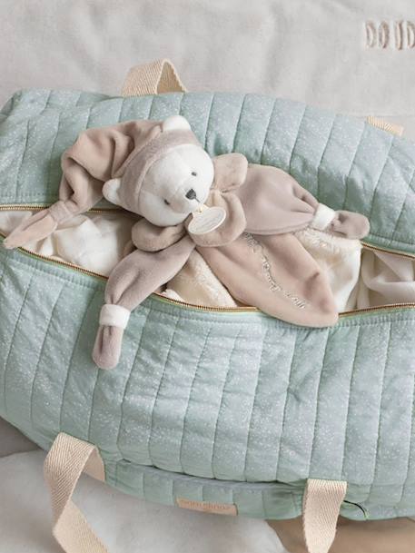 Vierkante teddybeerknuffel 24cm collector - DOUDOU ET COMPAGNIE blauw+rozen+taupe - vertbaudet enfant 