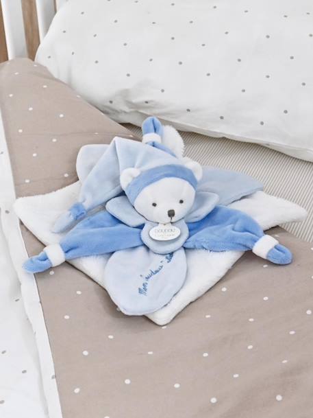 Vierkante teddybeerknuffel 24cm collector - DOUDOU ET COMPAGNIE blauw+rozen+taupe - vertbaudet enfant 