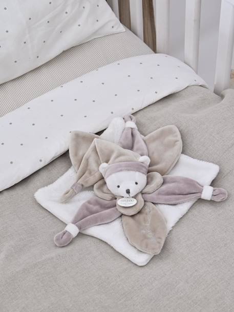 Vierkante teddybeerknuffel 24cm collector - DOUDOU ET COMPAGNIE blauw+taupe - vertbaudet enfant 