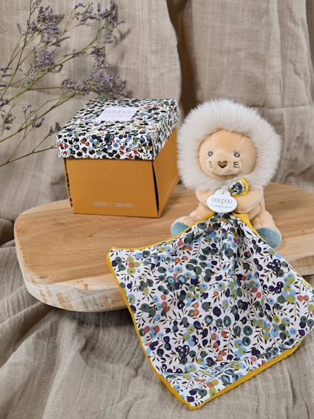 Pop + knuffel 12cm boh'aim - DOUDOU ET COMPAGNIE blauw+geel+rozen - vertbaudet enfant 