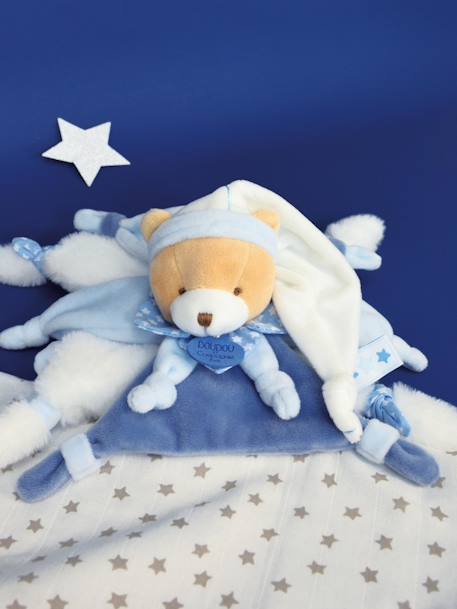 Vierkante knuffel 27 cm petit chou beer - DOUDOU ET COMPAGNIE blauw - vertbaudet enfant 