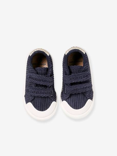 Textielen sneakers met klittenband voor baby framboos+marineblauw+oudroze - vertbaudet enfant 