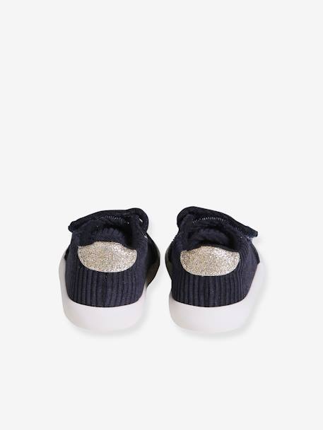 Textielen sneakers met klittenband voor baby framboos+marineblauw+oudroze - vertbaudet enfant 