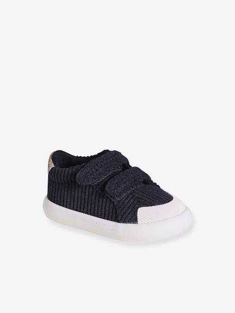 Textielen sneakers met klittenband voor baby framboos+marineblauw+oudroze - vertbaudet enfant 