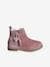 Leren boots met pompon kleutercollectie meisjes kameel+rozen - vertbaudet enfant 