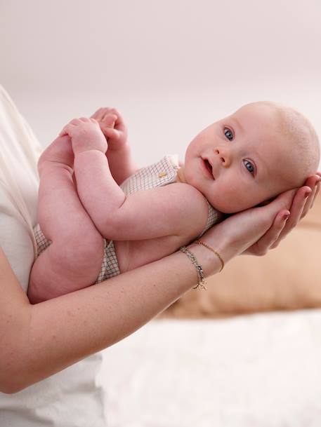 Boxpakje baby ecru+Gestreept chambrayblauw+Groen+koraal+lichtgeel - vertbaudet enfant 