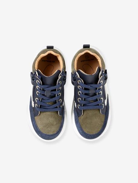 Sneakers voor jongens met veters en rits marineblauw - vertbaudet enfant 