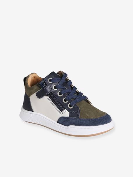 Sneakers voor jongens met veters en rits marineblauw - vertbaudet enfant 