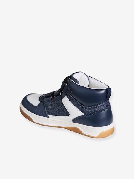 Hoge kindersneakers met klittenband ongewassen denim+zwart - vertbaudet enfant 