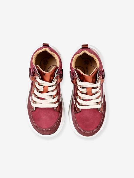 Sneakers met veters en rits bordeauxrood - vertbaudet enfant 