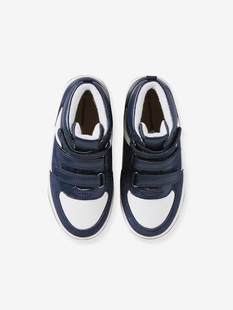 Hoge kindersneakers met klittenband ongewassen denim+zwart - vertbaudet enfant 