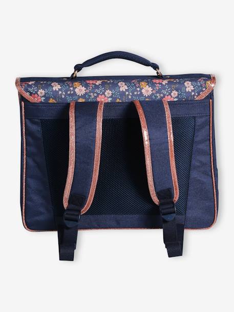 Schooltas + etui Flowers voor meisjes marineblauw - vertbaudet enfant 