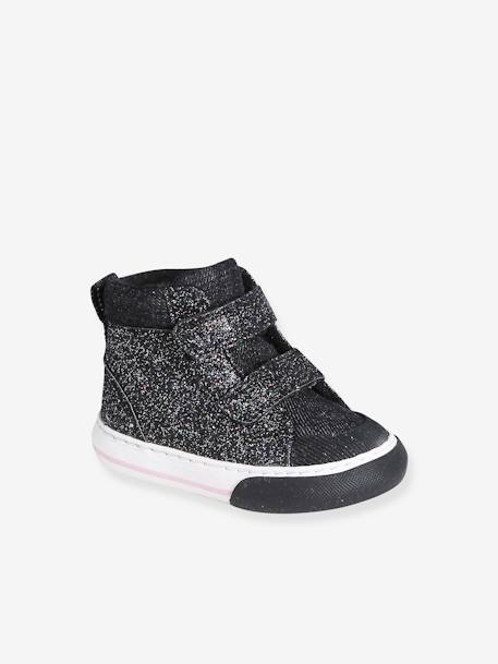 Babysneakers met klittenband en glitters zwart - vertbaudet enfant 