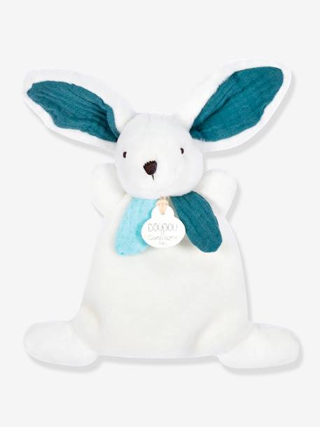 Happy knuffel plat 17cm - DOUDOU ET COMPAGNIE beige+blauw+rozenhout - vertbaudet enfant 