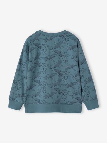 Jongensshirt in sweaterlook met print blauwgroen+ecru+okergeel - vertbaudet enfant 