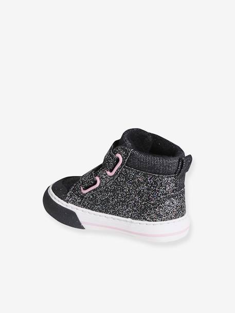 Babysneakers met klittenband en glitters zwart - vertbaudet enfant 