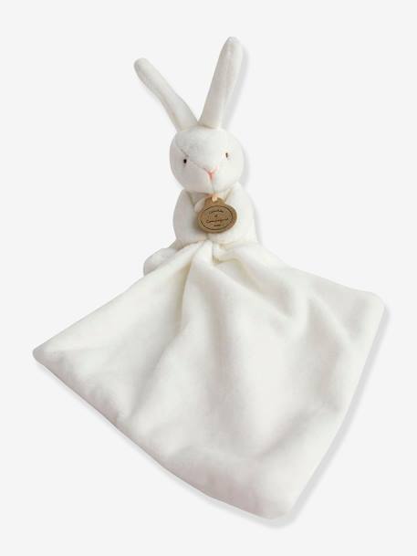 Zachte knuffelzakdoek - 10 cm - Bloemendoos - DOUDOU ET COMPAGNIE beige+wit - vertbaudet enfant 