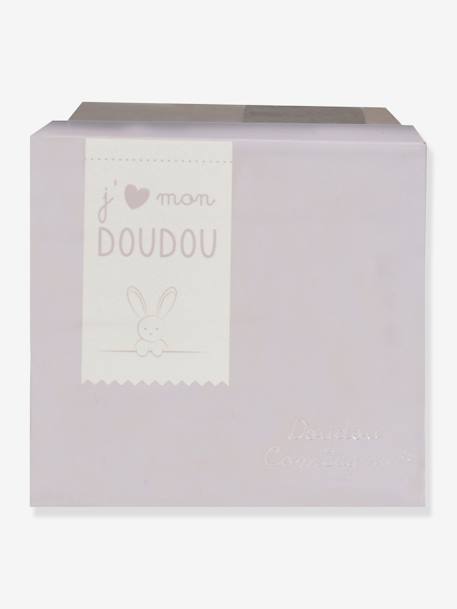 Zachte knuffelzakdoek - 10 cm - Bloemendoos - DOUDOU ET COMPAGNIE beige+wit - vertbaudet enfant 