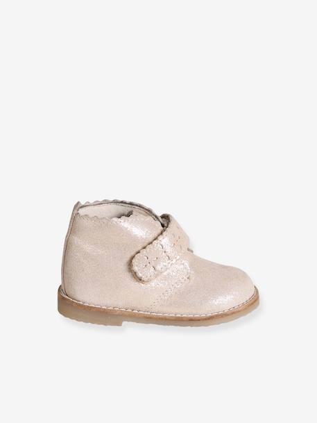 Bottines met klittenband voor baby's goud - vertbaudet enfant 