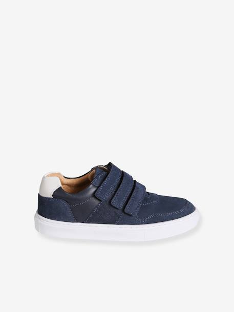 Sneakers met klittenband voor jongens bruin+marineblauw - vertbaudet enfant 