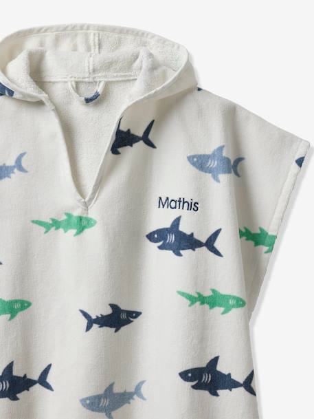 Personaliseerbare badponcho voor kinderen REQUINS, met gerecycled katoen wit, bedrukt - vertbaudet enfant 