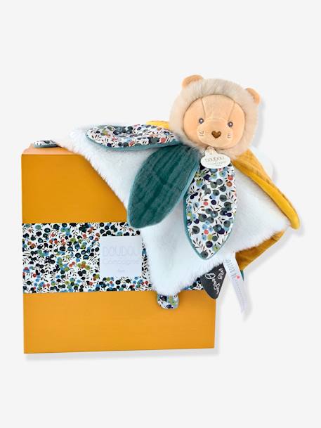 Knuffel bloemblaadje 27cm boh'aim - DOUDOU ET COMPAGNIE blauw+geel+rozen - vertbaudet enfant 