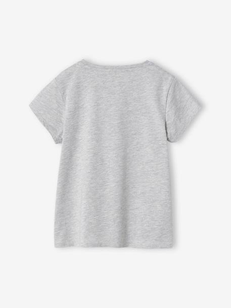 Iriserend gestreept sportshirt voor meisjes ecru+gemêleerd grijs+lila+roze (poederkleur) - vertbaudet enfant 