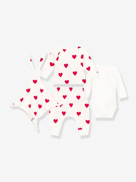 3-delige geboorte-cadeauset met knuffelkonijn PETIT BATEAU wit - vertbaudet enfant 