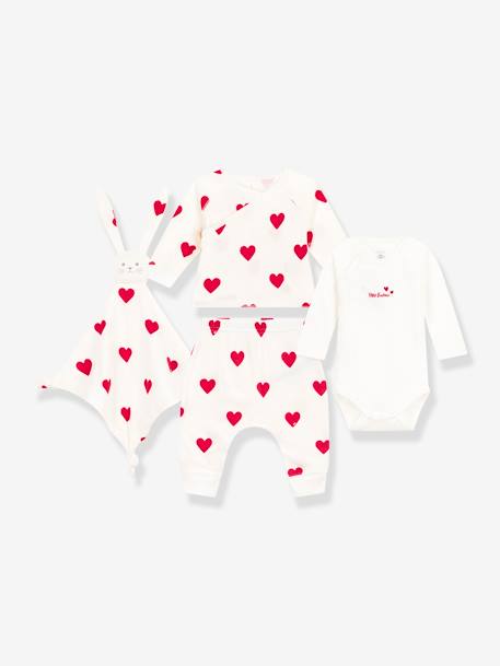 3-delige geboorte-cadeauset met knuffelkonijn PETIT BATEAU wit - vertbaudet enfant 