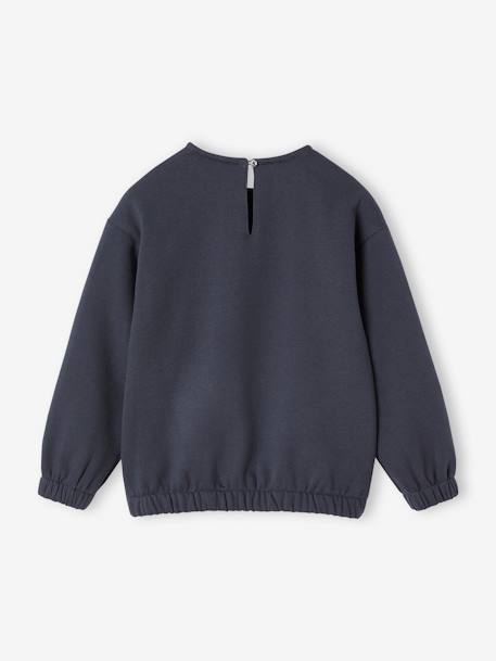 Sweater met sierlijke kraag van macramé meisjes antraciet+rouge - vertbaudet enfant 