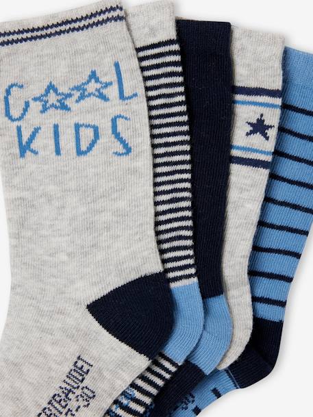 Set van 5 paar jongenssokken 'Cool Kids' azuurblauw+saliegroen - vertbaudet enfant 