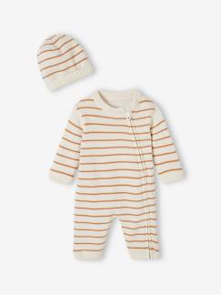 Baby-Salopette, jumpsuit-Babyset pakje en muts van gestreept tricot