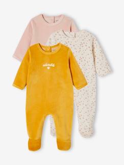 Baby-Set van 3 fluwelen babyslaappakjes BASICS