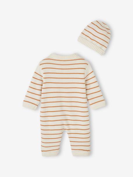 Babyset pakje en muts van gestreept tricot hazelnoot - vertbaudet enfant 