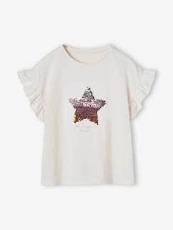 Meisje-T-shirt, souspull-Omkeerbaar meisjesshirt met lovertjes