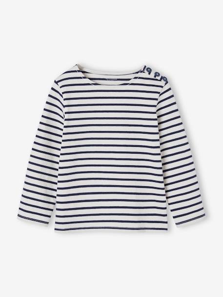 Gestreept meisjesshirt lange mouwen blauw, gestreept+grijs, gestreept+rood, gestreept - vertbaudet enfant 